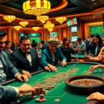 Experience thrilling gameplay at new88 com with players in a lively casino, engaged in poker and roulette action.