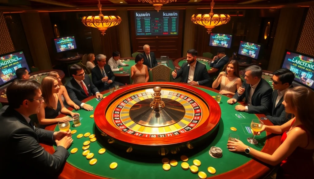 Exciting gambling scene with players at a high-stakes table, creating unforgettable moments of "ku win".