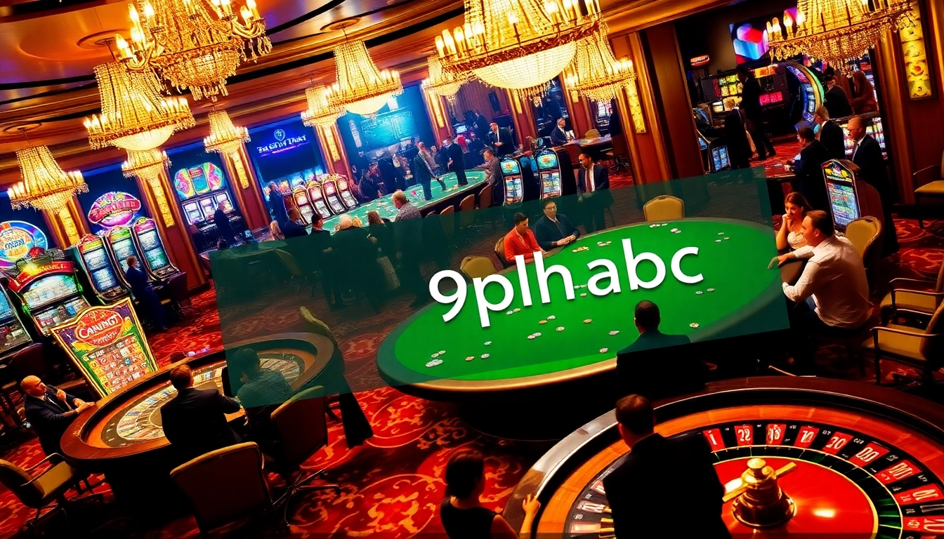 Players engaging in a thrilling poker game at a luxurious casino featuring the keyword 9phabc on a betting slip.