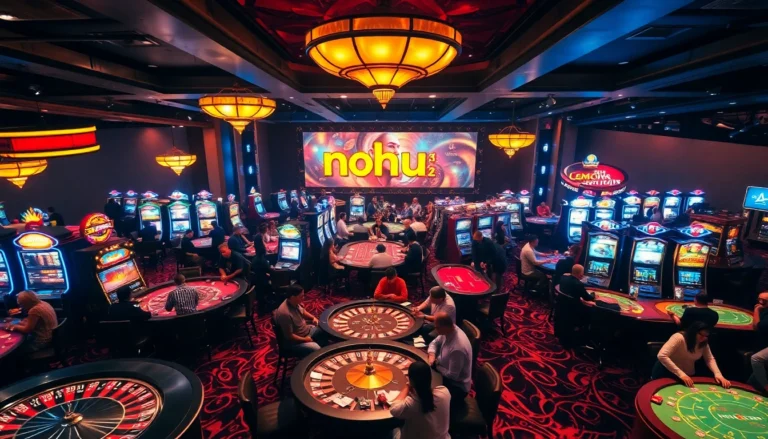 Nohu52 casino scene with roulette, slots, and poker excitement.